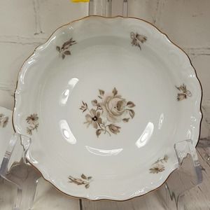 Set of 5 Vintage Winterling China Dawn Rose 5 1/2" Dessert/Sauce Bowls Gold Trim